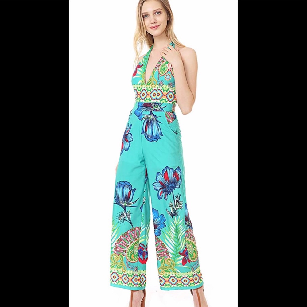Women'’s Sleeveless Party Printed Floral Jumpsuit - Picture 3 of 7